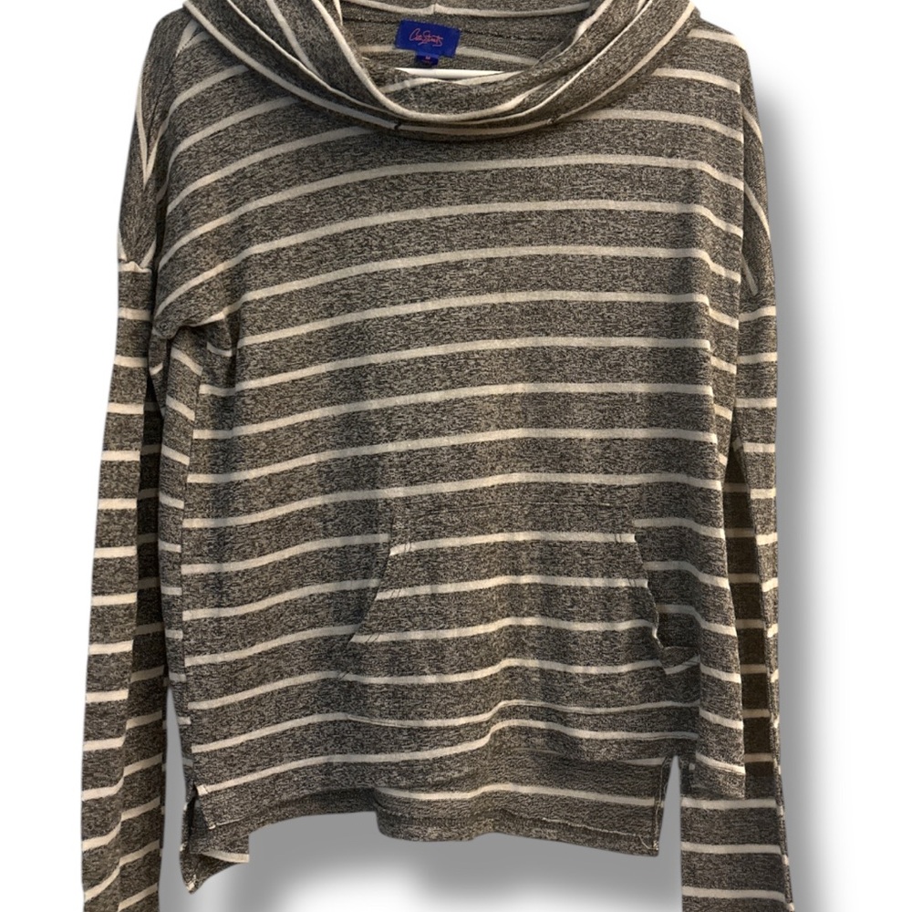 Eddie Bauer Gray and White Cowl Neck Sweater